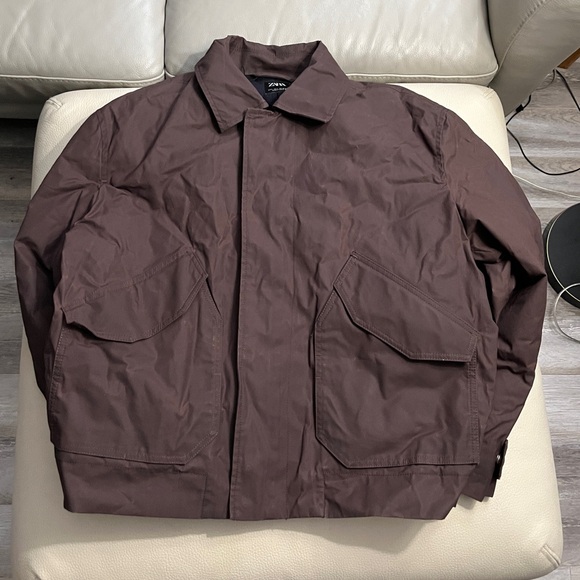 Zara Men’s Waxed Finish Padded Bomber Jacket - Size L - Picture 6 of 14